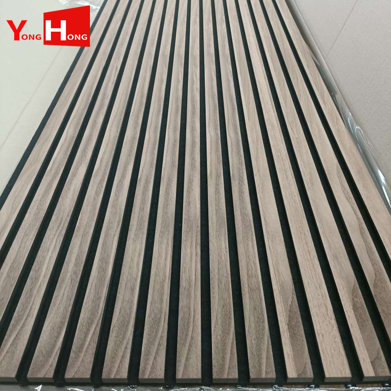 Interior Decorated Building Material 3D Acoustic Pet Felt Wooden Wall Panel