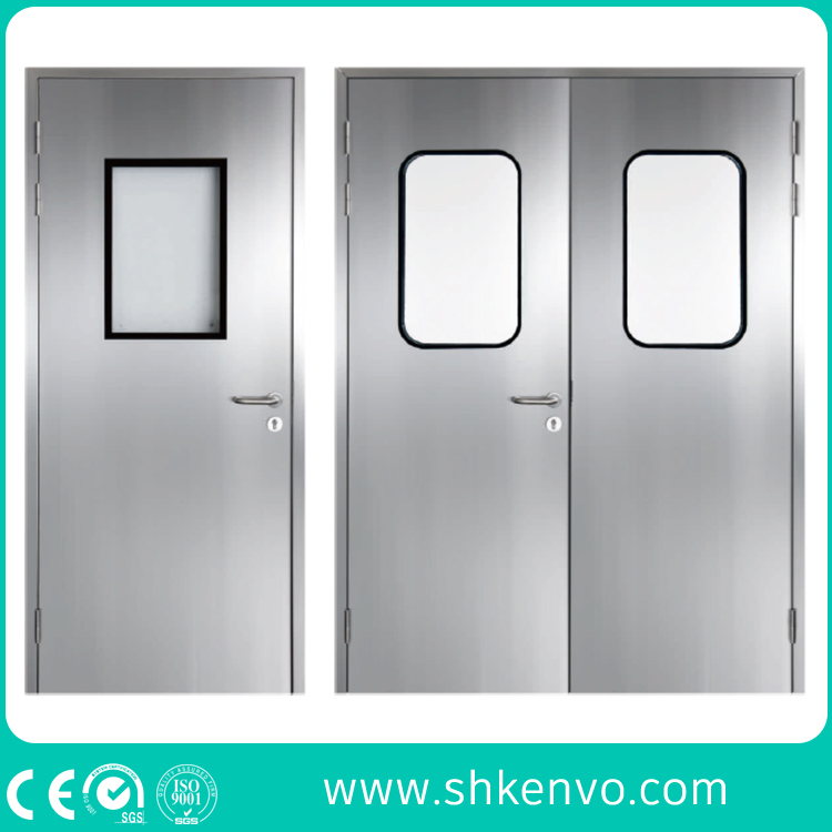 GMP Hygiene Galvanized Iron or 304 Stainless Steel Interior Modular Clean Room Metal Swing Entry Door for Food, Pharmaceutical, Medical, Hospital, Laboratory