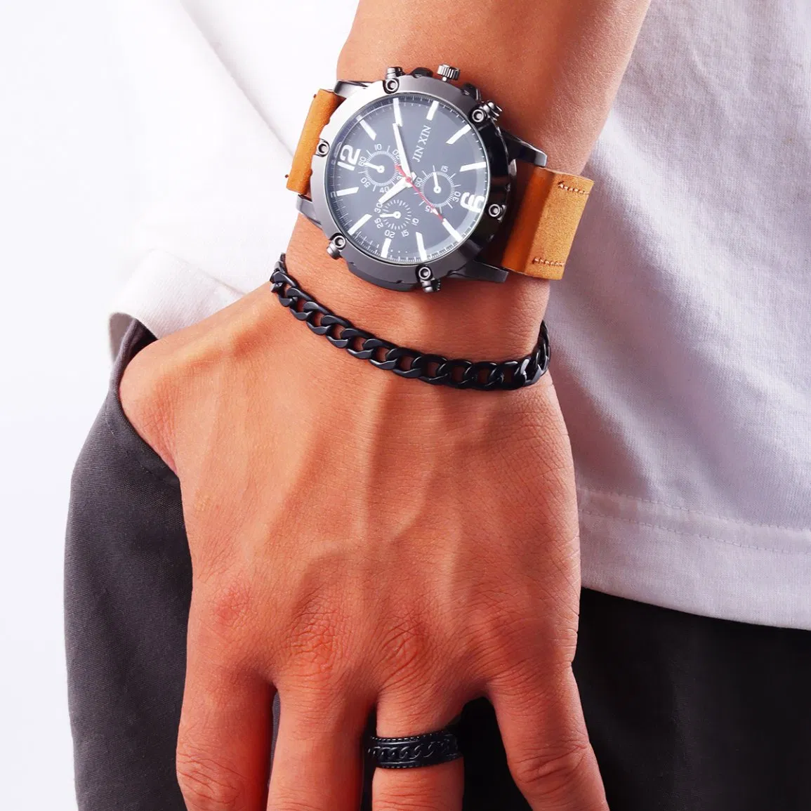 Hip-Hop Trendy Men's Watches and Cross Jewelry