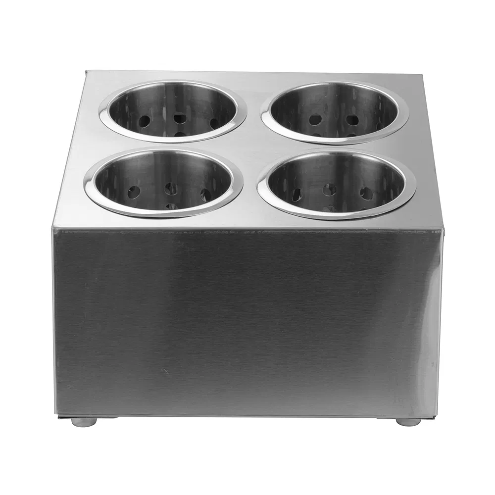 Commercial Restaurant Organizer Stainless Steel Cylinder Flatware Holder 4-Hole