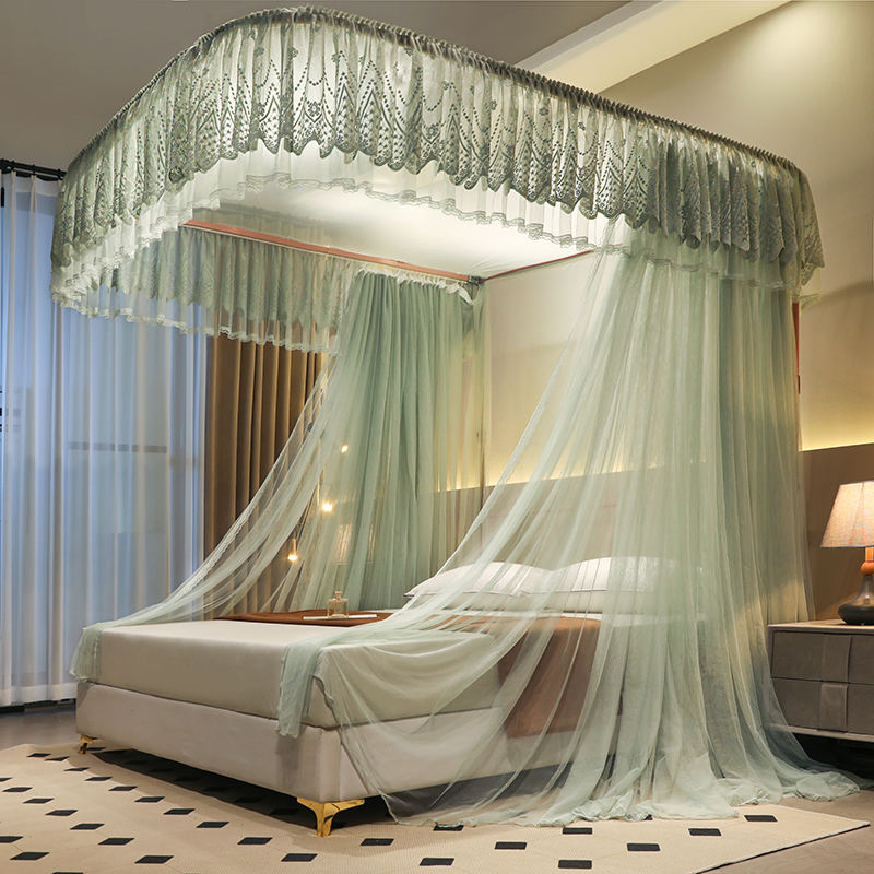 Mosquitero Princess Style Beautiful Lace Canopy Mesh Indoor Home Decoration Net King Queen Size Bed Square Shape Mosquito Net