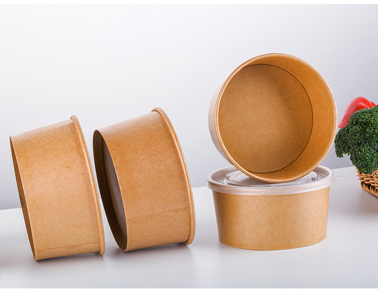 Крафтовая чаша для салата, жиронепроницаемая