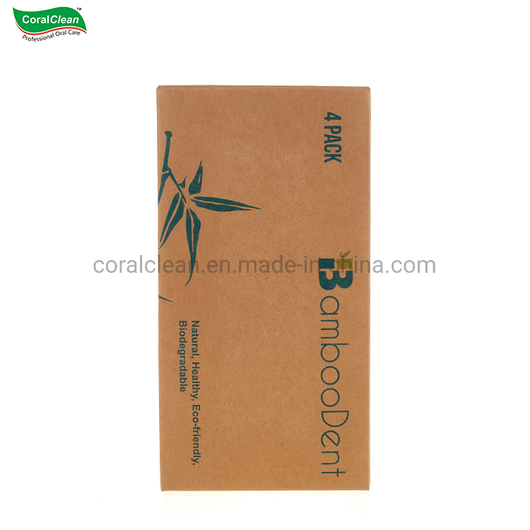 Wholesale Biodegradable Eco-Friendly Bamboo Toothbrush 4 Pack Set for Hotel and Travel