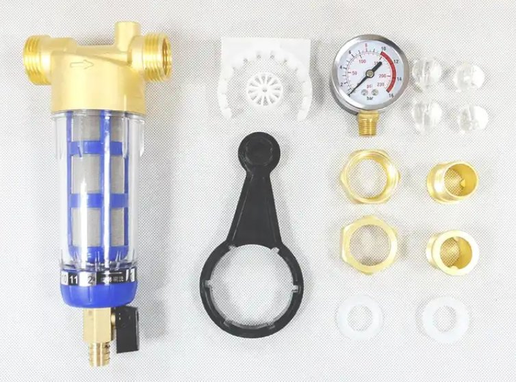 40 Microns Whole House Rotating Sediment Water Filter Reusable Protector Brass Water Prefilter