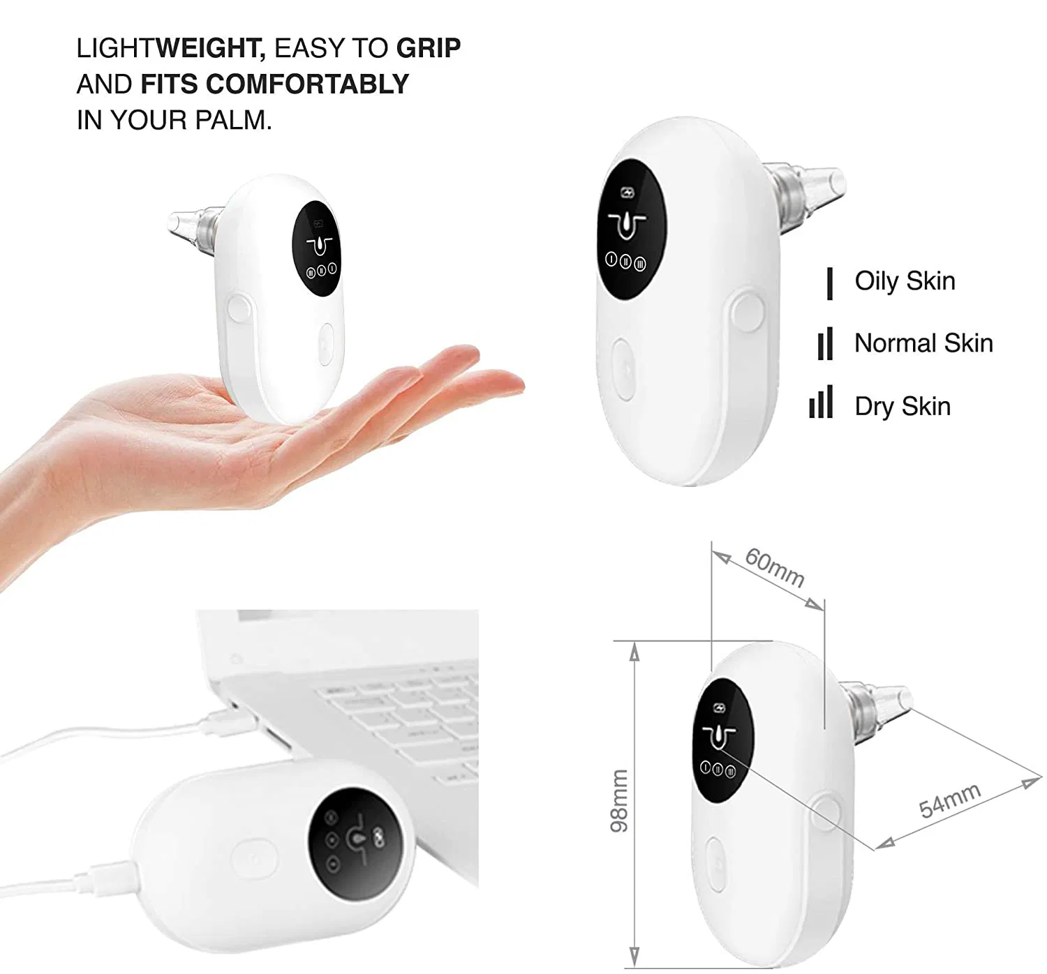 Home Beauty Instrument Electric USB Charging Facial Acne Pore Cleaner Machine Comedo Suction Remover Vacuum Blackhead Removal