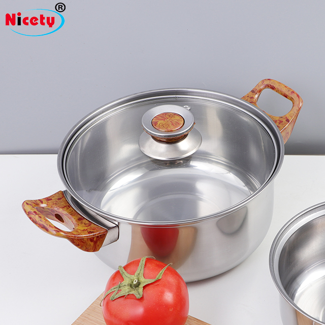 Outdoor Pot and Kettle Bamboo Handle 12-Piece Stainless Steel Kitchen Dinner Set