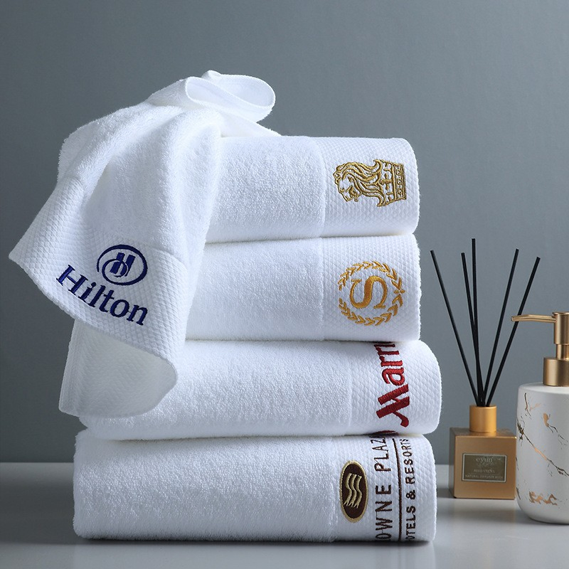 Cotton Bath Towel Set Pattern Lightweight Comfortable Antimicrobial Feature Hotels