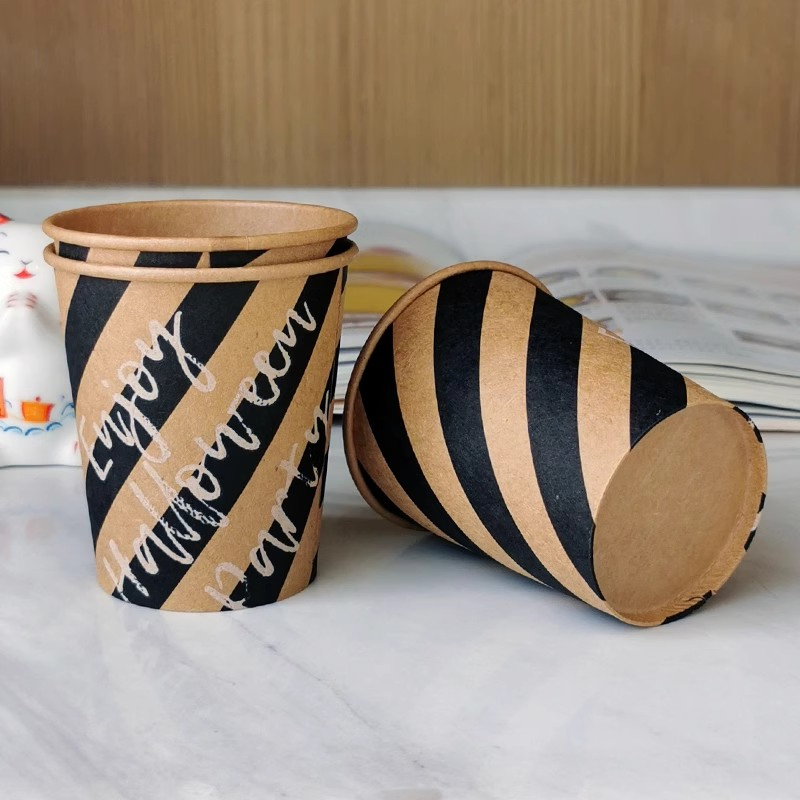 Easy to Take Leak-Proof Kraft Recyclable Single Wall Coffee Paper Cup
