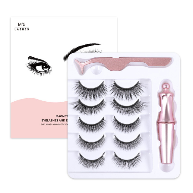 5 Magnets Eyelashes Natural Look False Eyelashes Magnetic Lashes Magnetic Liquid Eyeliner Magnetic False Eyelashes Tweezer Set