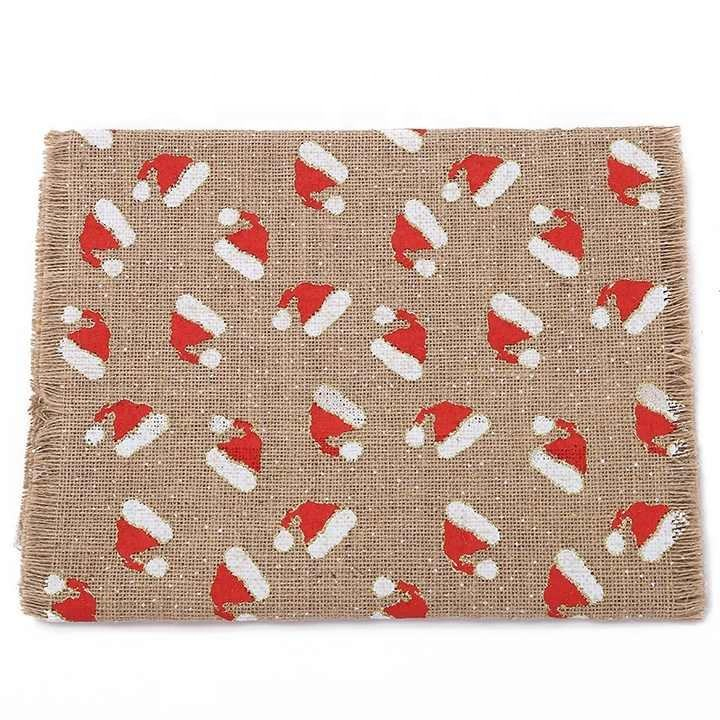 Wholesale Reusable Natural Hessian Burlap Table Runner 12"73"Christmas Printed Jute Table Runner