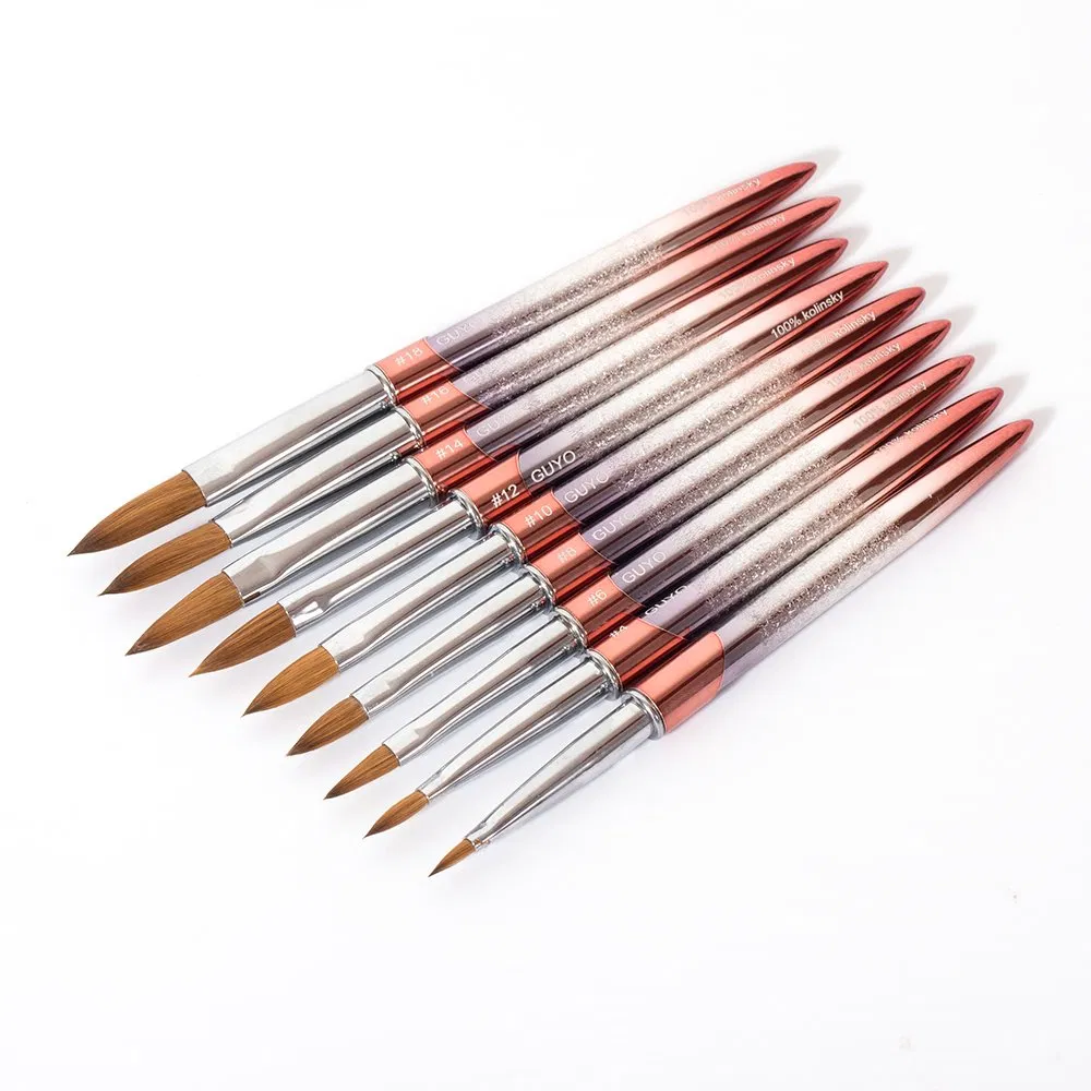 100% Kolinsky Metal Nail Art Tools Pen Acrylic Nail Brush