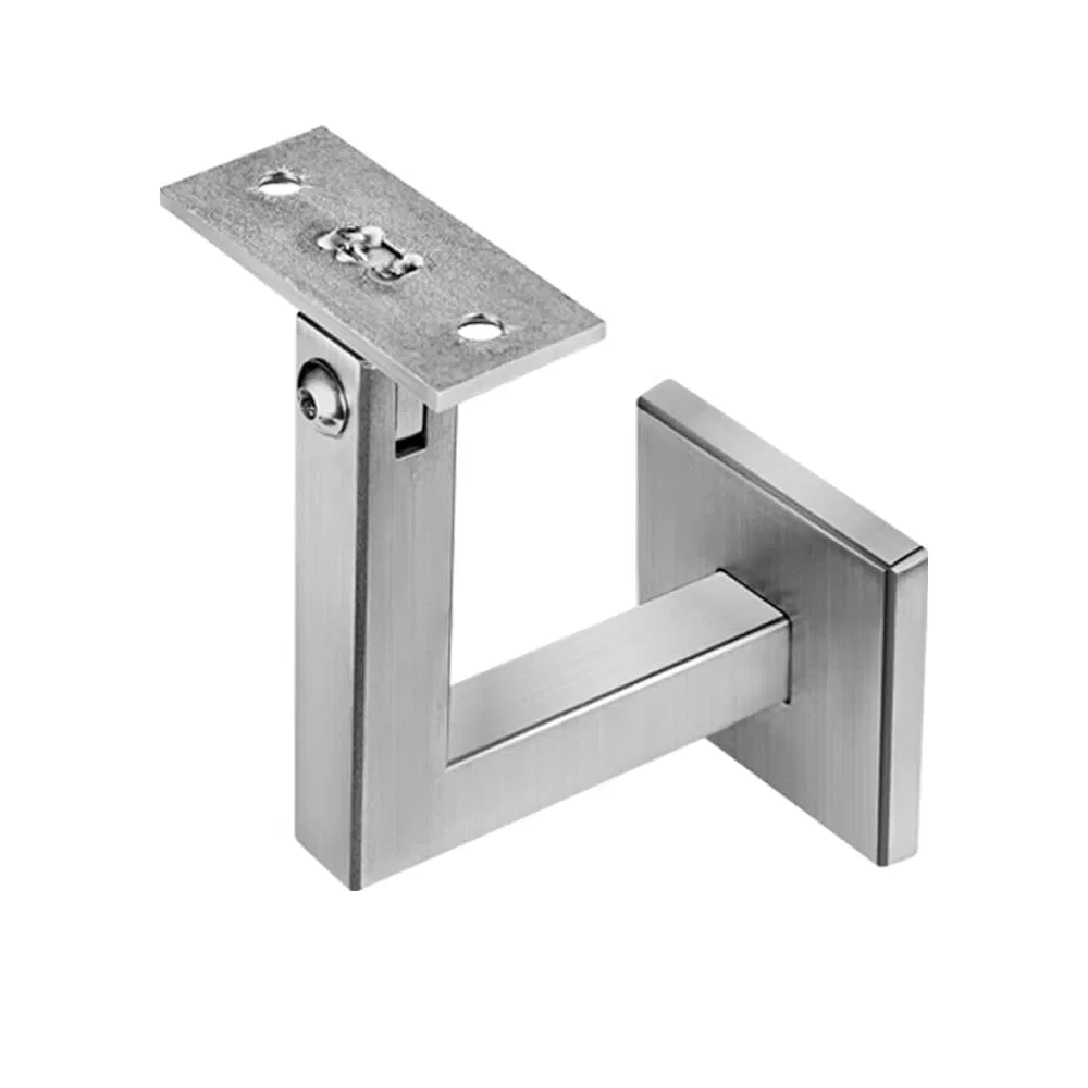 304 Stainless Adjustable Handrail Brackets Wall Square Bracket for Stair Handrail Flat Balusters with Base Cover