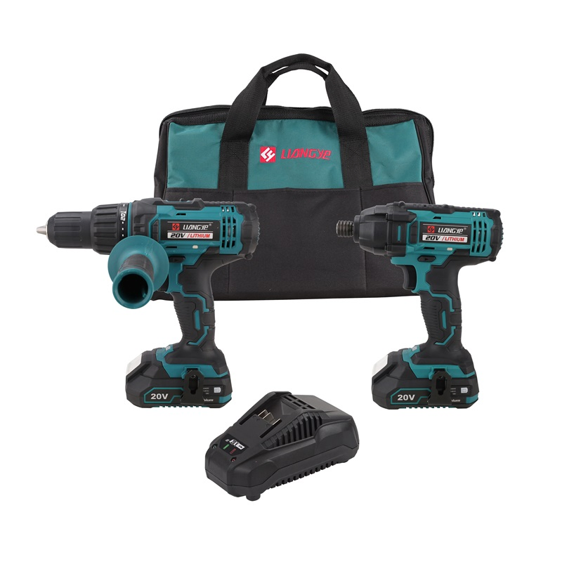 Liangye Battery Power Tool Sets 20V Cordless Impact Screw Driver and Drill