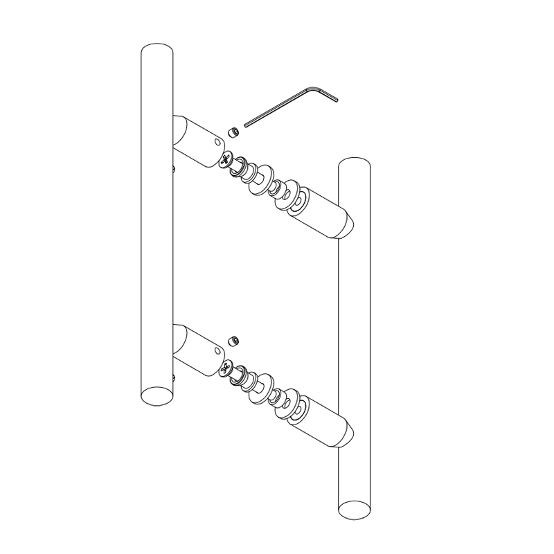 Modern Commercial Matte Black 8" Ladder Style Back-to-Back Glass Door Pull Handles