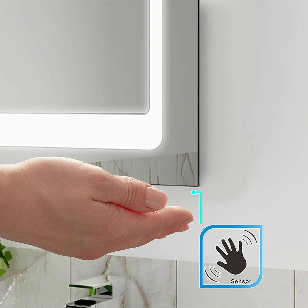 Modern Illuminated Smart Bathroom Mirror with Adjustable Brightness and Color