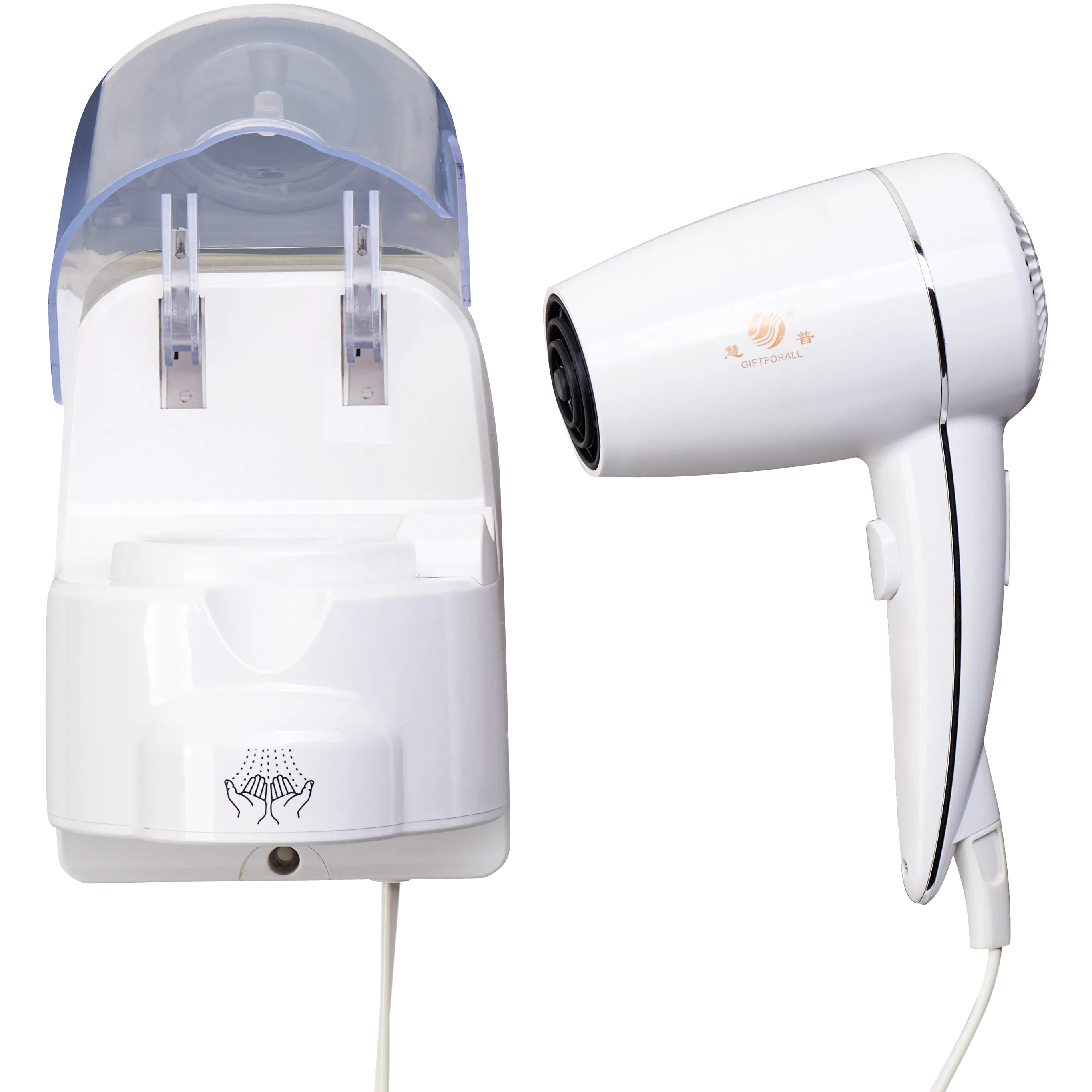 China Manufacturer Wholesale 1400W Waterproof 2 in 1 Wall Mounted Hair Dryer and Hand Dryer for Household and Hotel