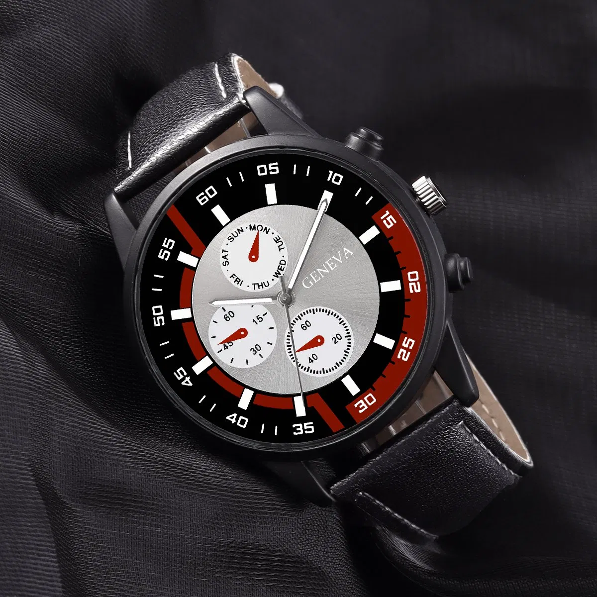 4-Piece Business Sports Men's Watch Set with PU Leather Straps