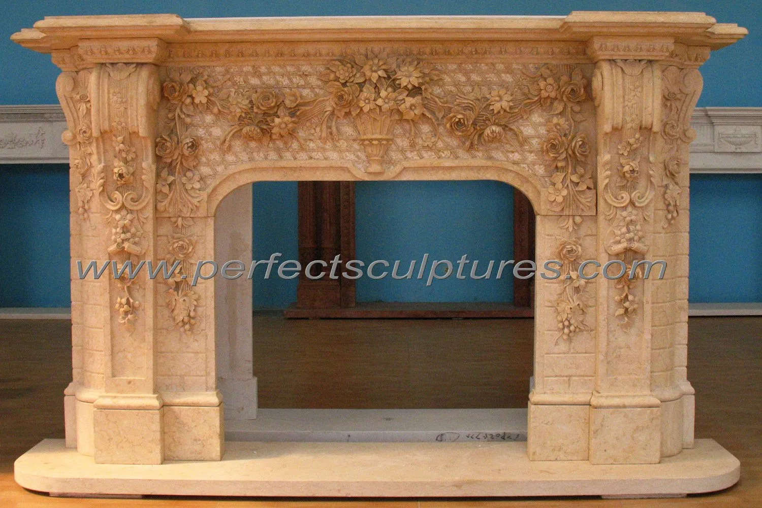 Egypt Cream Beige Marble Fireplace Surround for Indoor Decorative (QY-LS291)