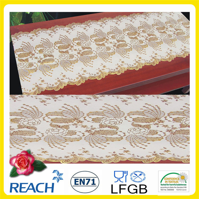 50cm *20m PVC Gold Long Lace Tablecloth