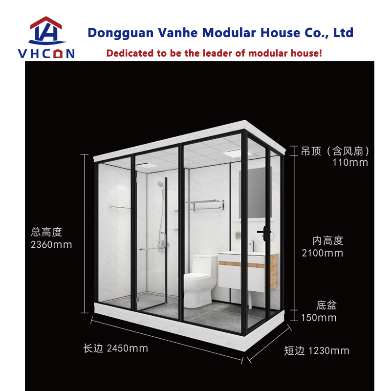 Economical Glass Door Shower Unit Complete RV Prefabricated Big Modern Portable Sink Toilet Prefab Modular Bathroom Pods for Sale