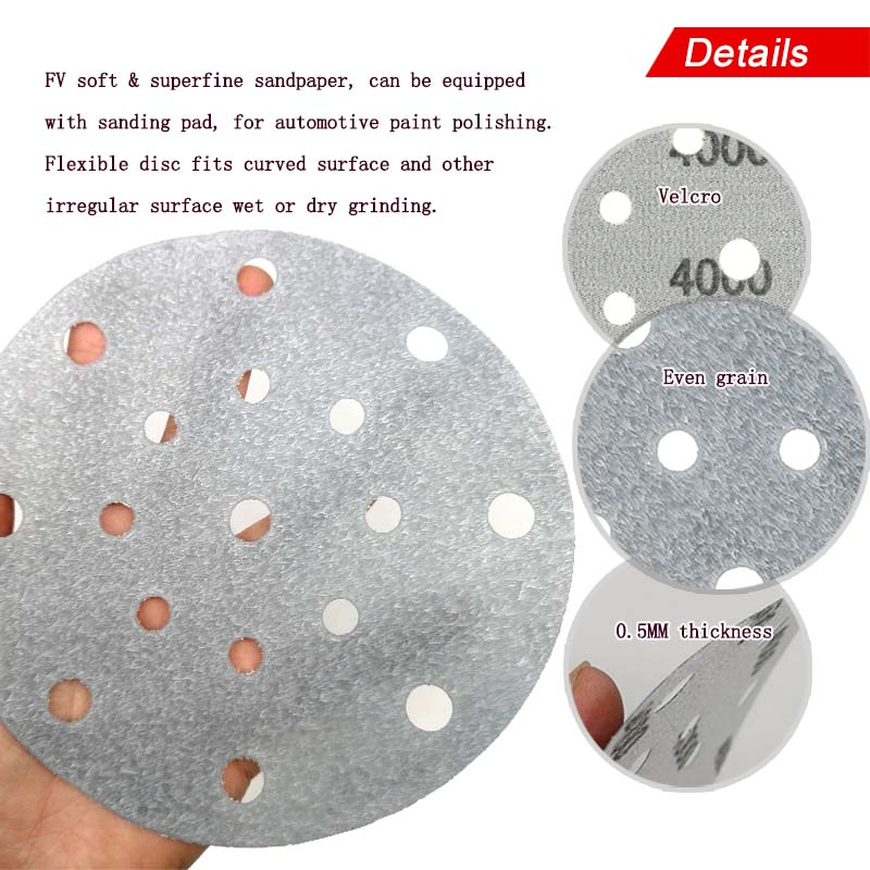 6inch 15-Hole High Performance Hook and Loop Car Sandpaper for Wet/Dry Polishing