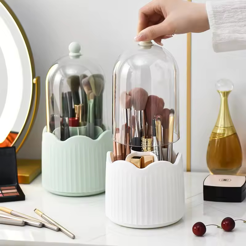 Rotating Dustproof Desktop Makeup Organizer Plastic Pen Holder for Lipstick Eyeshadow Eyeshadow Dressing Table Storage Tube