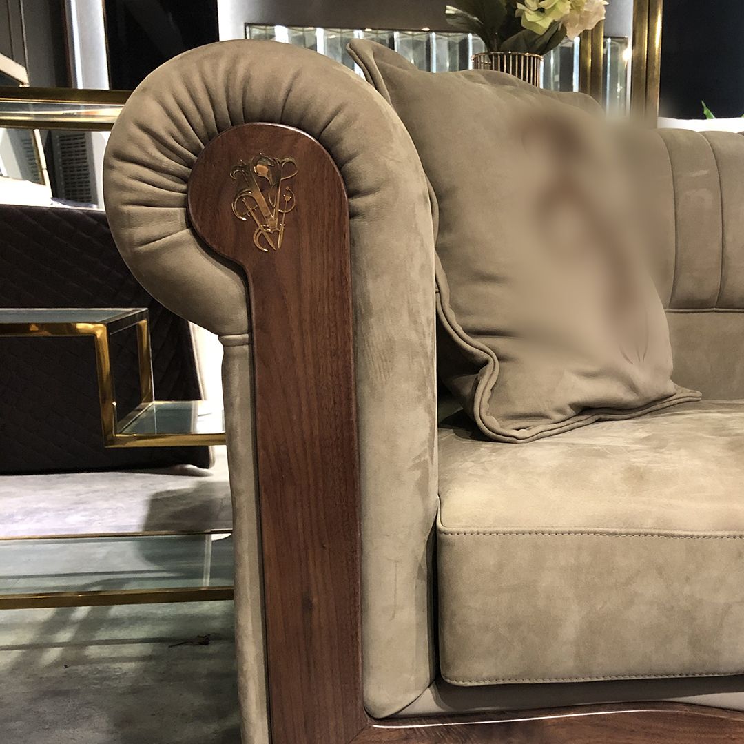 Диван деревянный 3-местный тканевый модульный для гостиной