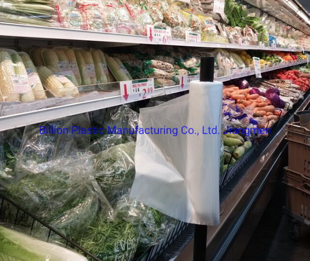 Supermarket Plastic Flat Vegetable and Fruit Packaging Produce Roll Bag