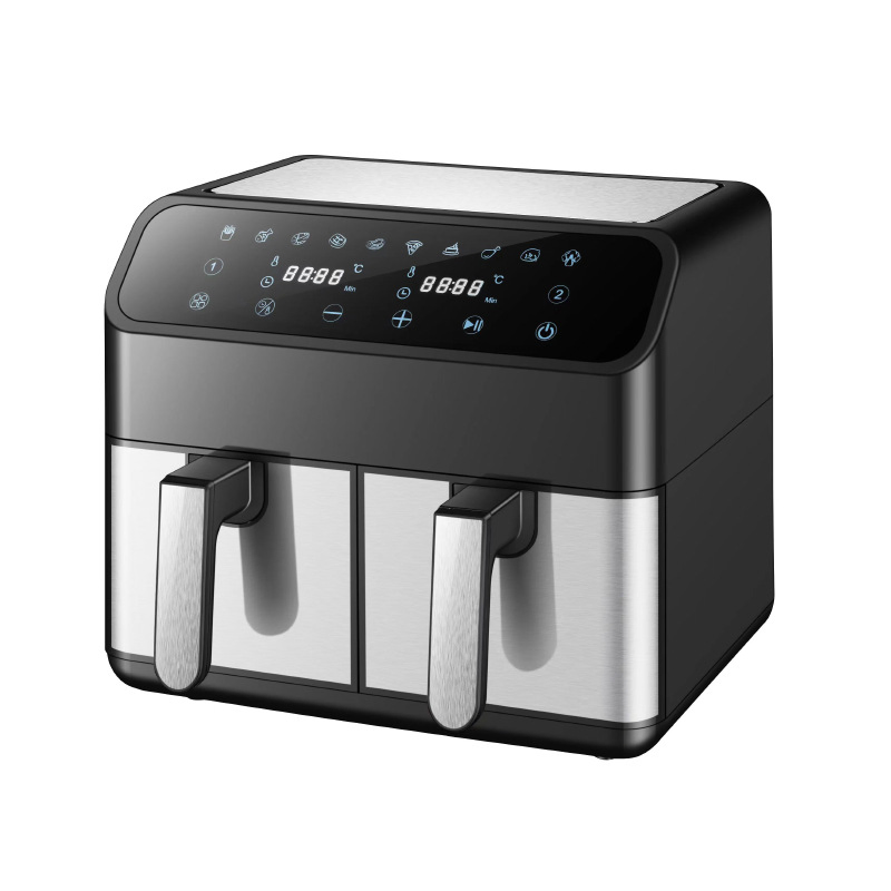 8L Stainless Steel Double Pot Air Fryer Multifunctional Visual Large Capacity Household Electric Fryer