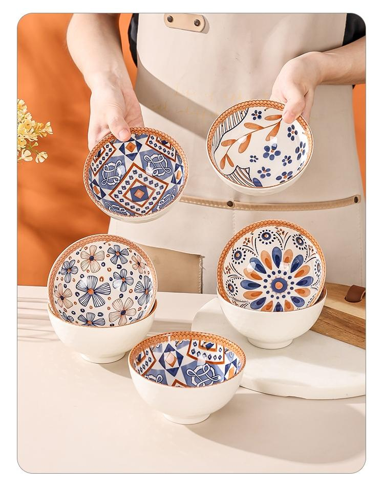 4.5" Bowl Pad Printing Decal with Colour Box 2/4/6 PCS Ceramic Porcelain Tableware