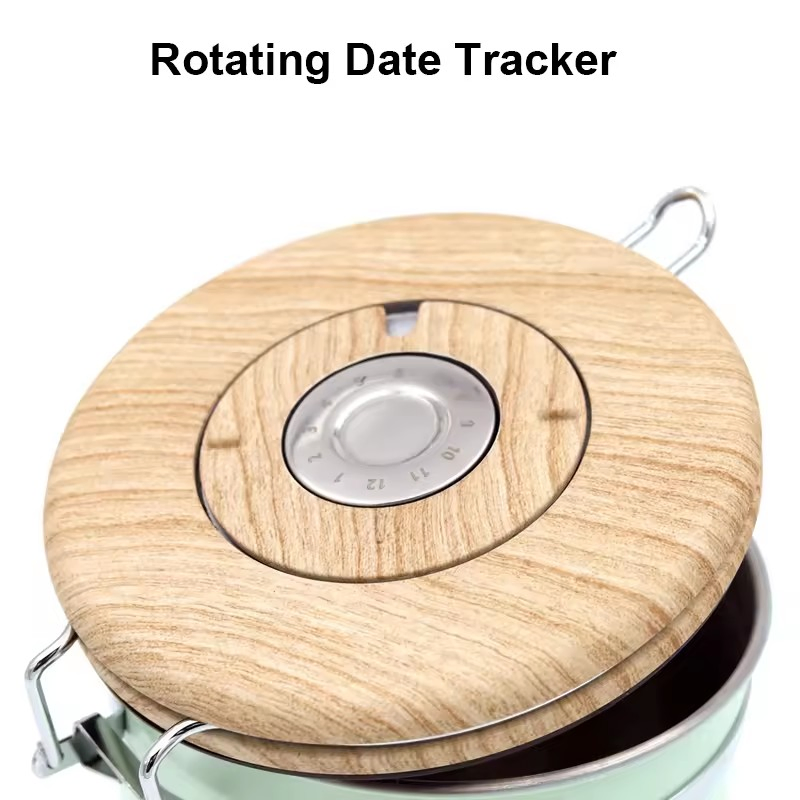 Promotion Grey Air Tight Custom Printed Tin Canisters Beige Candy Clear Canisters with Metal Tin Close Round Stainless Steel Tea Coffee Bean Spice Jar Set