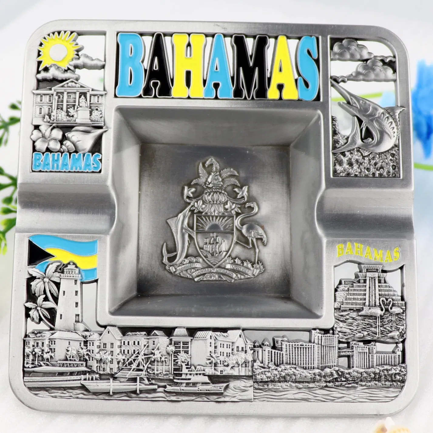 Factory Custom Logo Zinc Alloy Souvenir Cigarettes Cigars Metal Pocket Ashtray