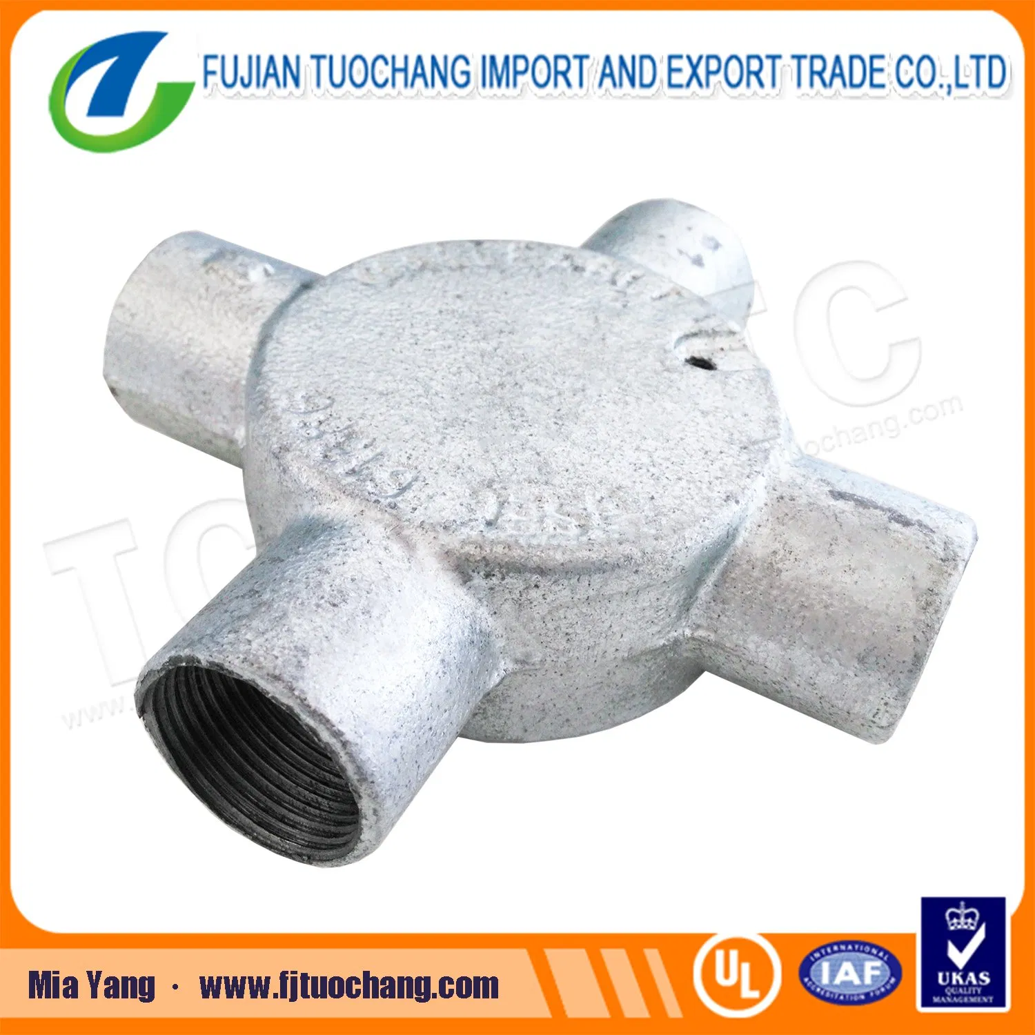 Circular Malleable Iron Cross Four Way Junction Box