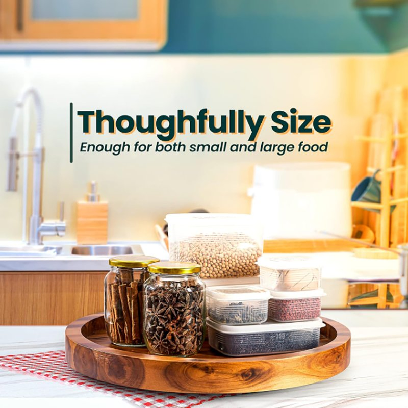 Round Acacia Wood Charcuterie Board Kitchen Serving Tray Organizer