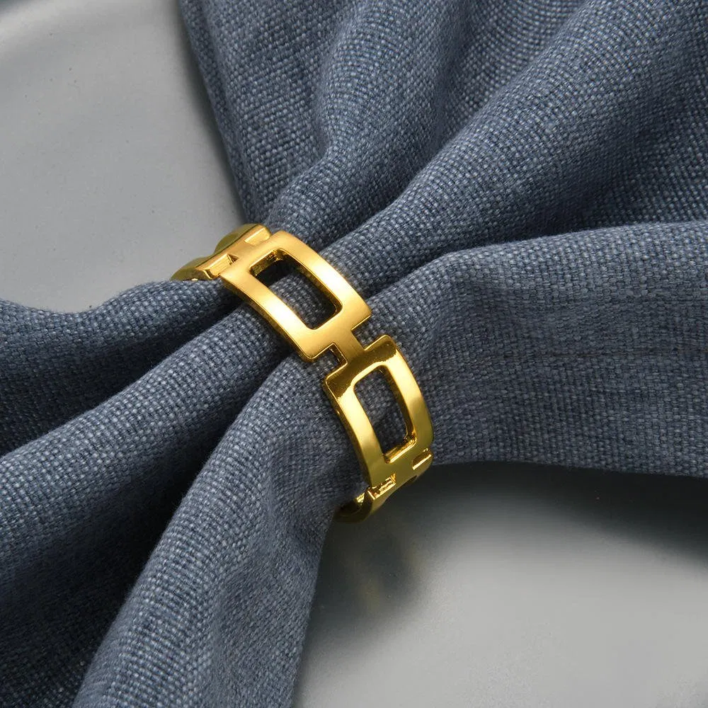 Metal Square Hollow Geometric Simple Gold Napkin Ring