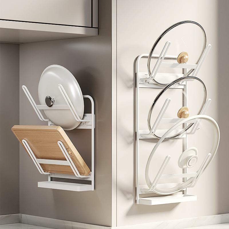 Настенная полка для крышек Funmaxx, 3 яруса, белая