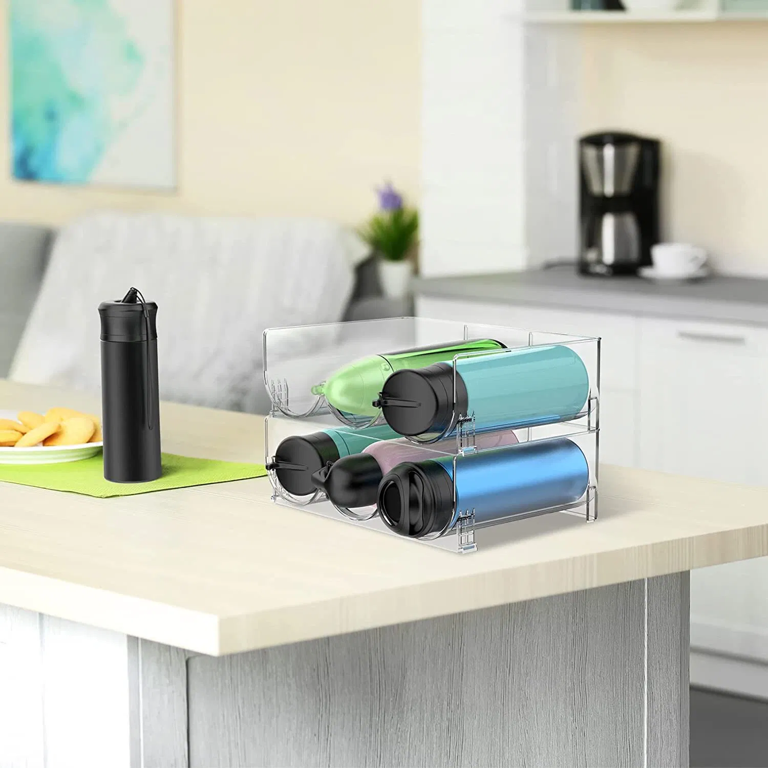 Прозрачная полка для бутылок в холодильник, 2 шт