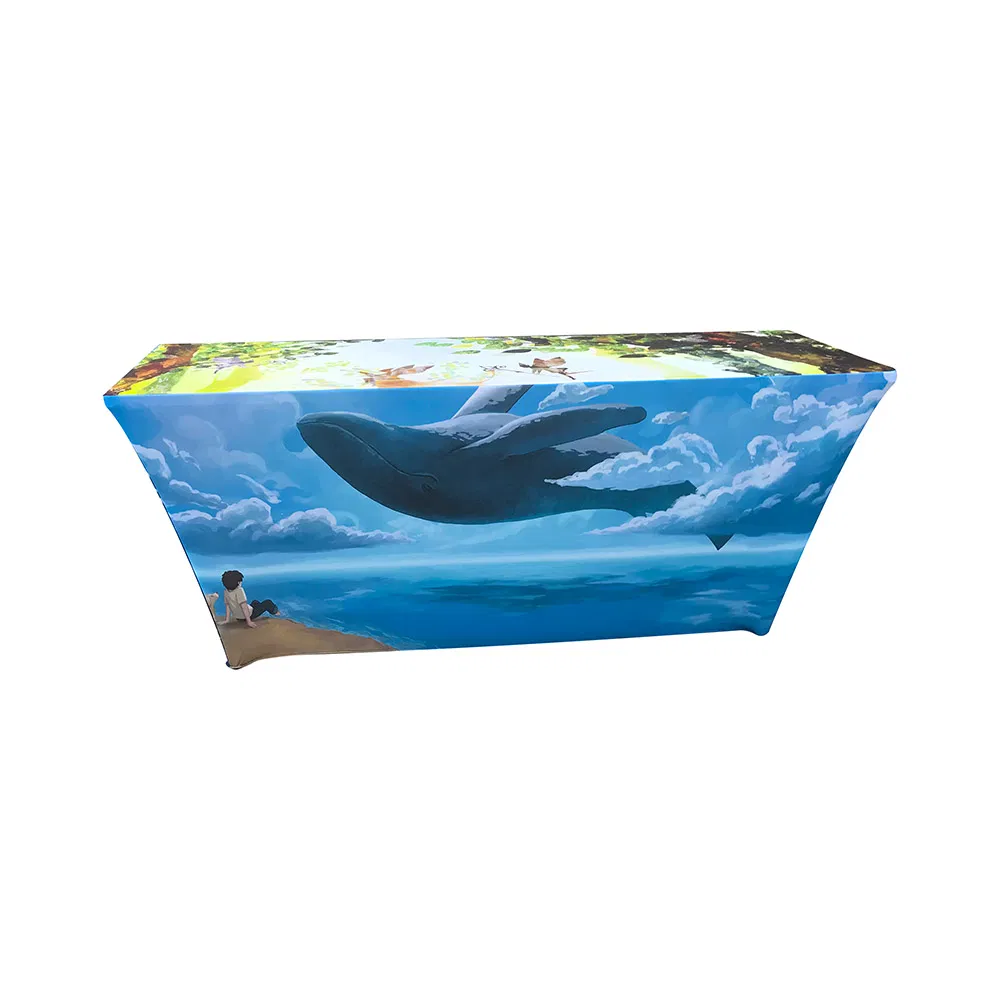 4FT Logo Custom Printed Rectangle Spandex Tablecloth Stretch Table Cover