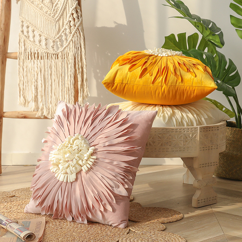 Flower Decorative Pillow 3D Daisy Flower Pillow, Sunflower Throw Pillow, Flower-Shaped Pillow