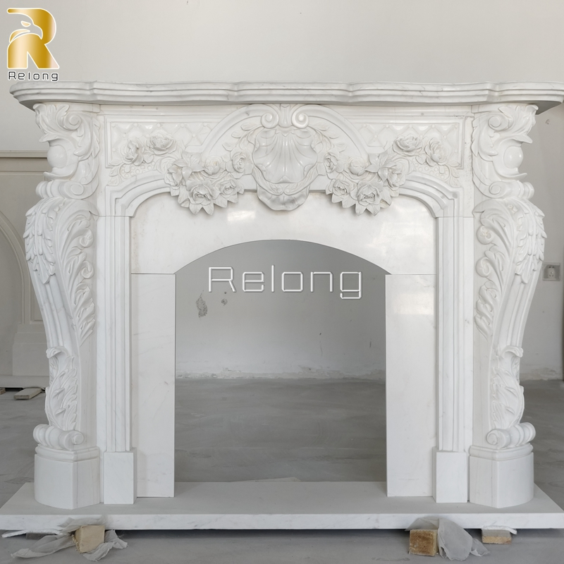 Indoor White Marble Carving Mantel Marble Interior Design Fireplace Wholesaler