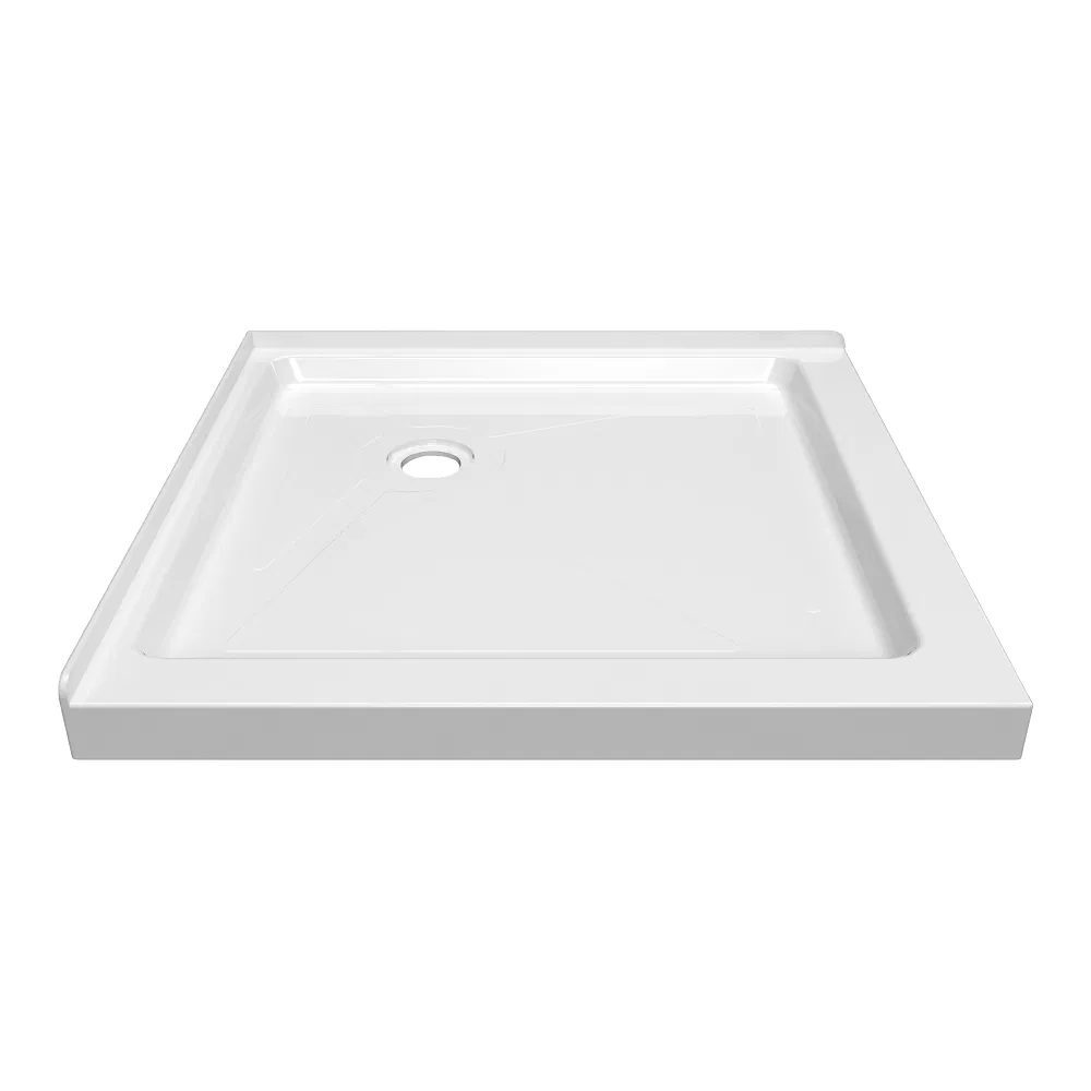 914*914*152mm Anti Slip Texture Quick Drain Double Threshold White Acrylic Square Shower Tray
