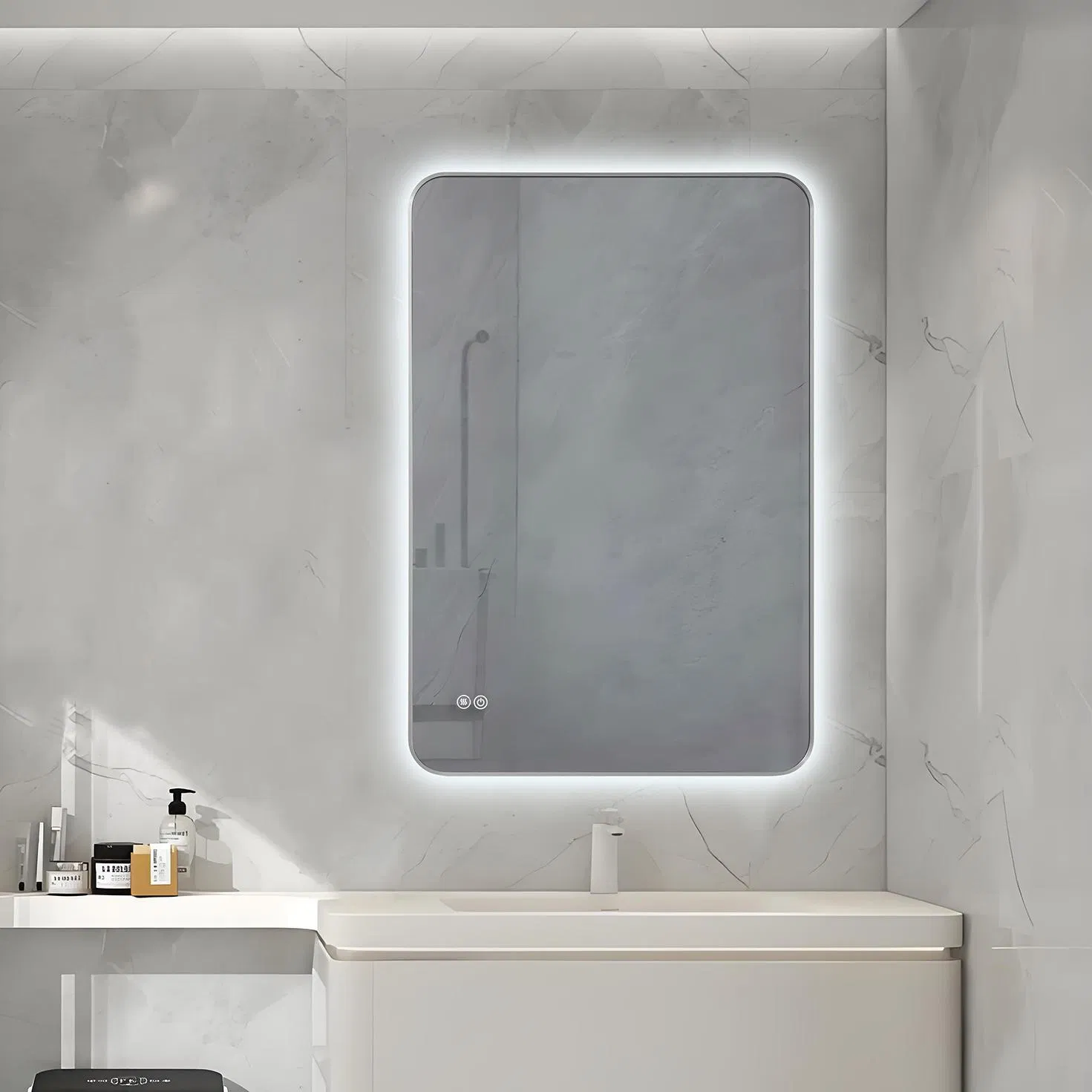 60X90 Demister Contemporary High-Quality Bathroom Vanity Rectangular Mirror with Temperature Display
