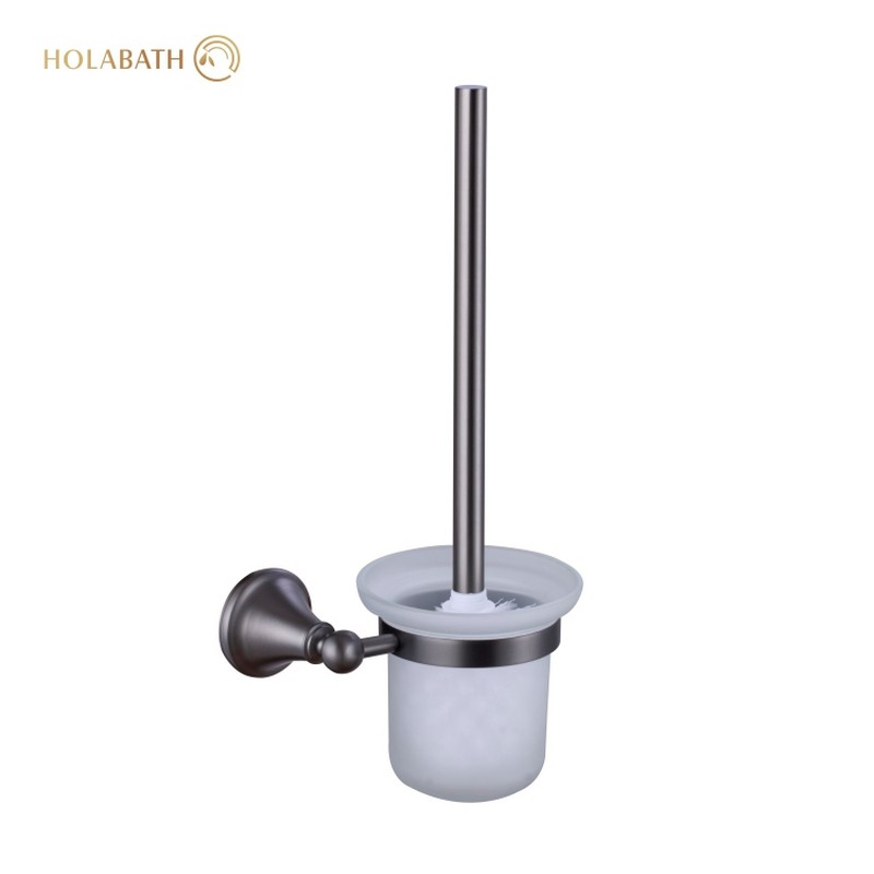 Modern Stainless Steel Toilet Brush Holder Non-Slip Base Bathroom Storage Solution