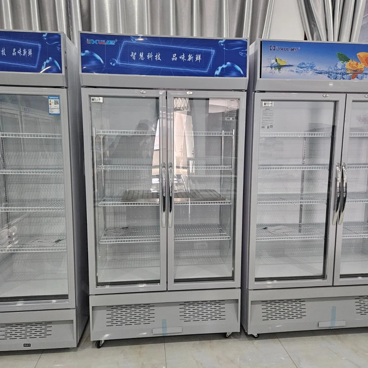 Cola Beverage Cooler Commercial Display 3 Door Vertical Glass Door Freezer Price
