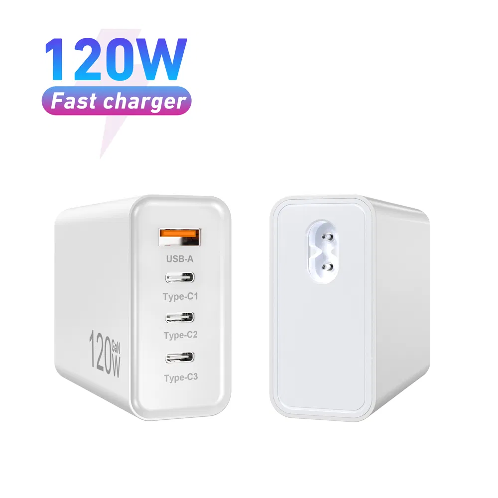 Phone Charger Wall Pd GaN Tupe C USB a 4 Port Plug Block 120W Fast Charger Desktop Charging
