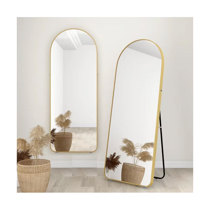 Premium Aluminum Frame Arched Full-Length Mirror with Backboard Modern Floor Standing Dressing Mirror for Home Decor