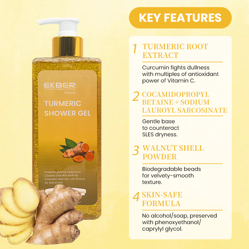 Turmeric Shower Gel Exfoliating Body Wash OEM Organic Natural Turmeric Body Wash