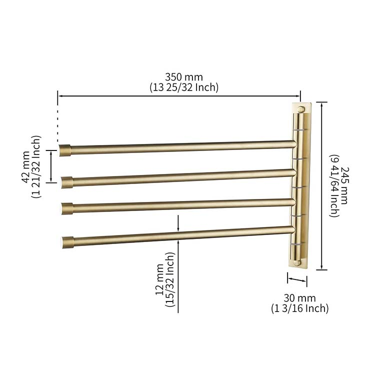 Поворотный полотенцесушитель настенный 4-х лучевой