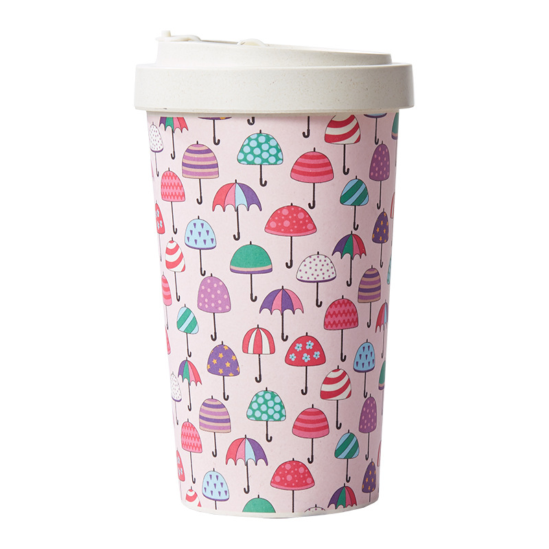 Eco-Friendly Bamboo Fiber Water Cup with Lid for Home and Office