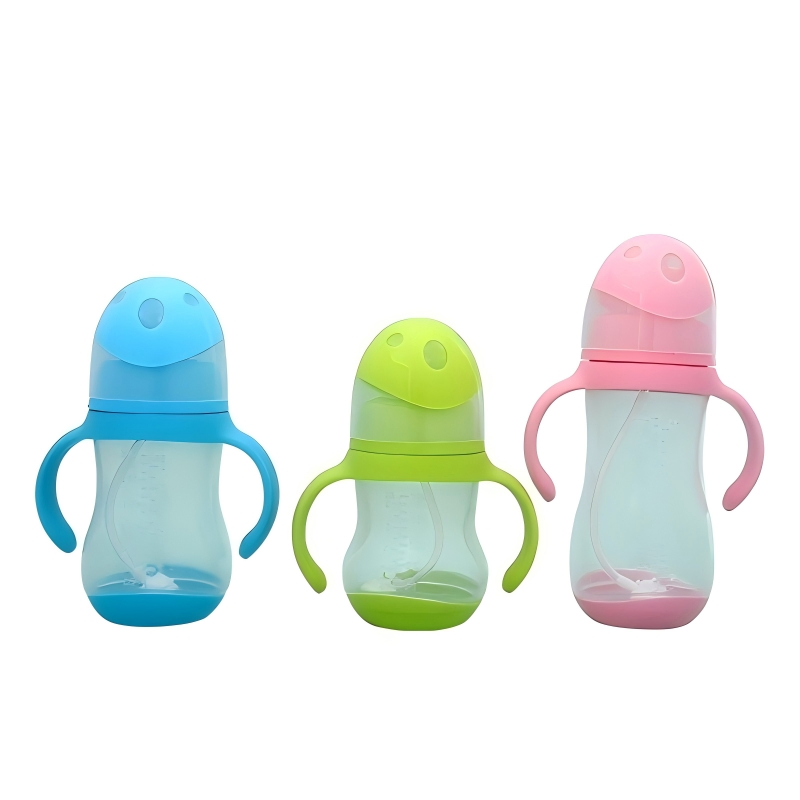 Premium Wide Neck Baby Bottle with Straw and Handle